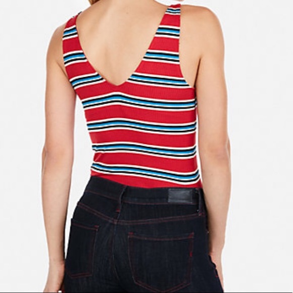 Express Striped Double V Tank Petite - Picture 4 of 4